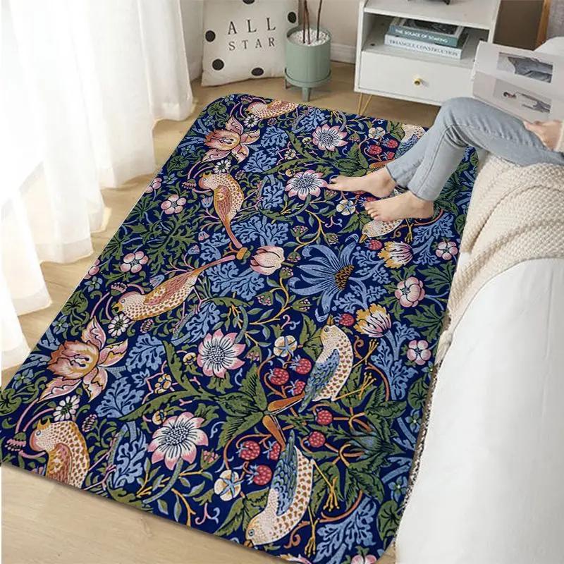 

William Morris Strawberry Bathroom Rug Retro Style Carpet For Living Room Kitchen Bedroom Hotel Decor Non-Slip Floor Mat Doormat 40x60cm