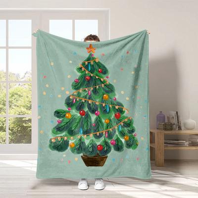 Weihnachtsbaum-Serienmuster Gedruckte Decke für Sofa Bett Reise Camping Wohnzimmer Büro Klimaanlagendecke