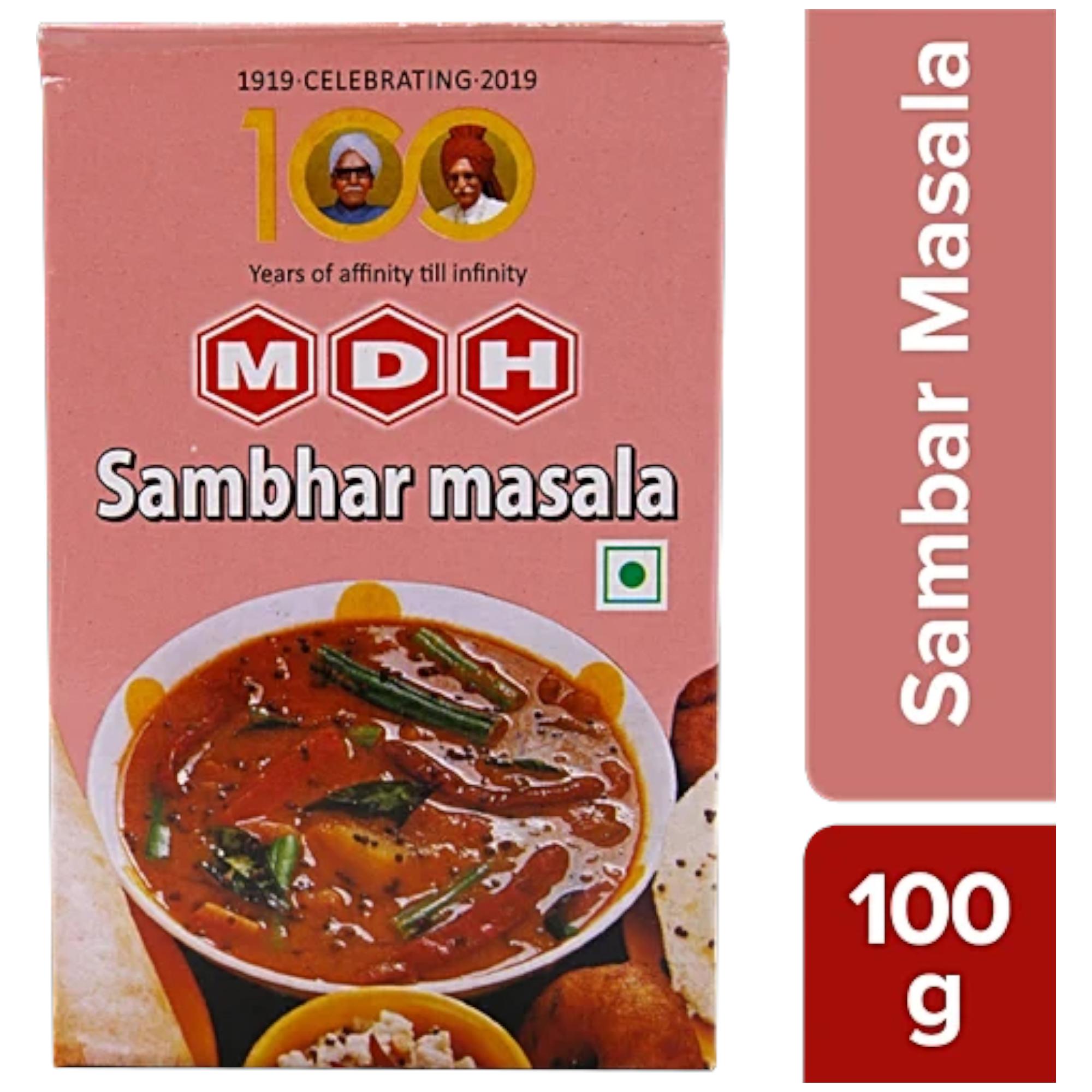 

MDH Sambar Masala 100 g Aromatic Spice Blend for Flavorful South Indian Cooking and Everyday Meals Pack of 1 Home