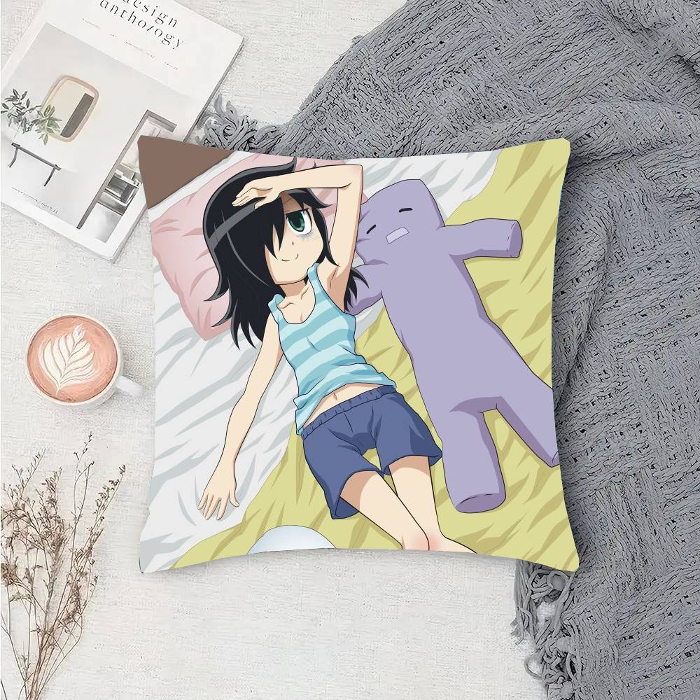 Anime Watamote K-Kuroki T-Tomoko Pillow Case Fashion Square Pillowcase Bedroom Sofa Room Ins Decoration Leisure