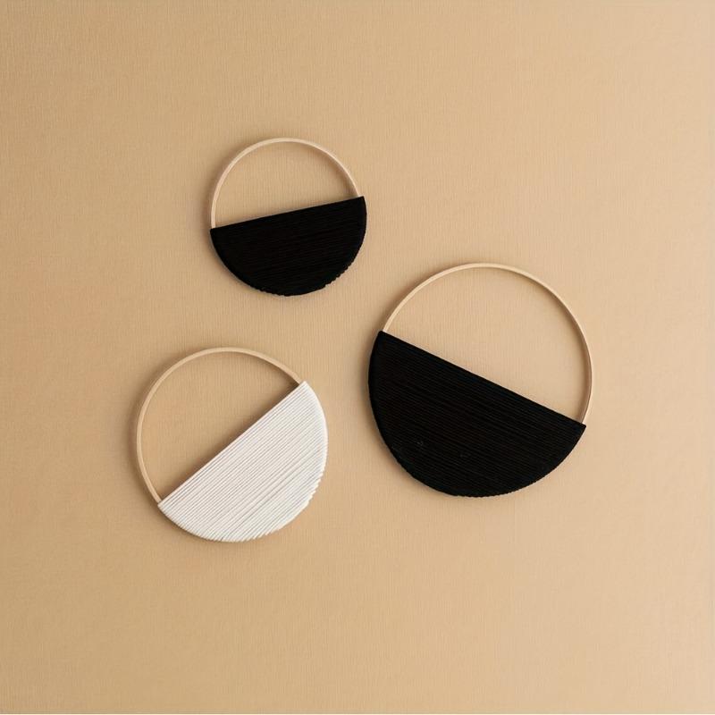 3er Set Böhmische Runde Wandregale Makramee Wandbehang Wandteppich Set Handgewebt Geometrisch Dekorativ für Schlafzimmer Wohnzimmer Dekoration