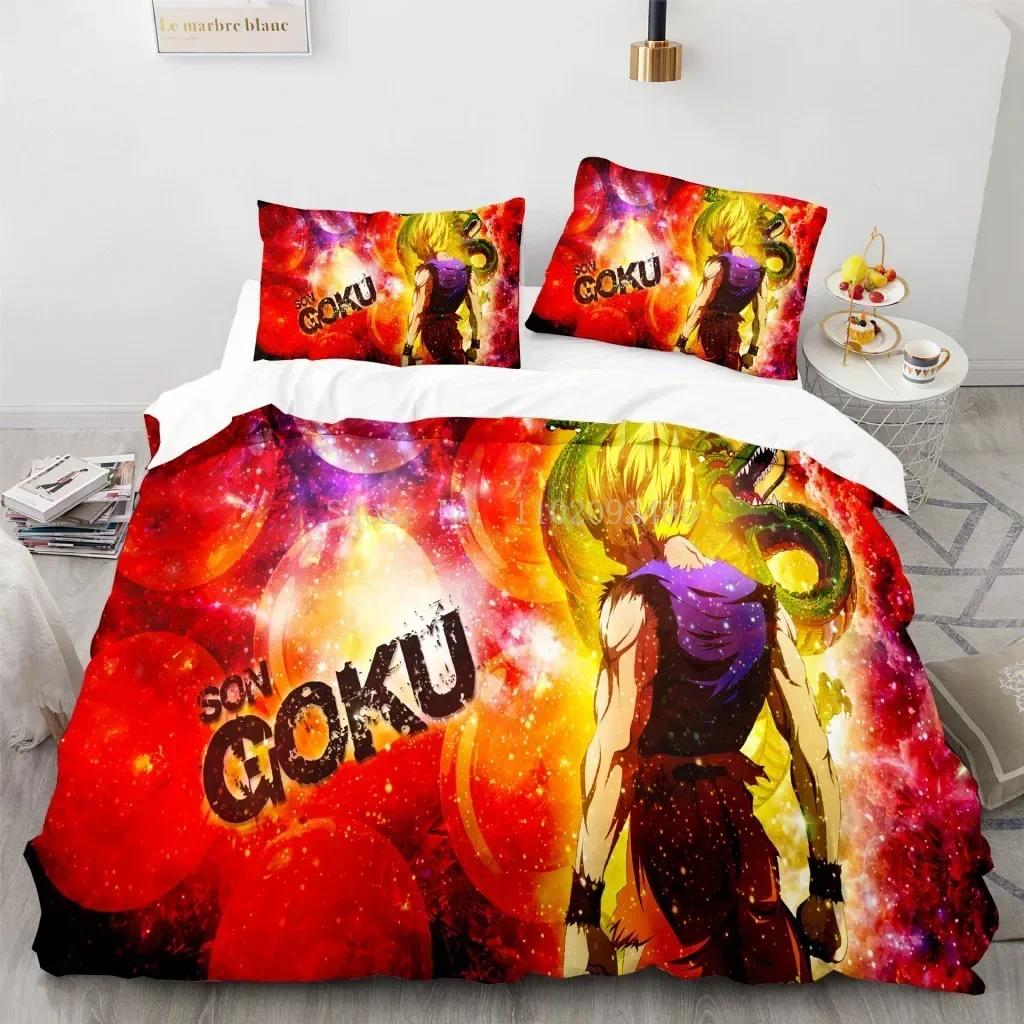 3D Print Dragon Ball Super Saiyan Son Goku Duvet Cover Bedding Set Double Twin Full Queen King Kids Bedclothes Quilt Cover