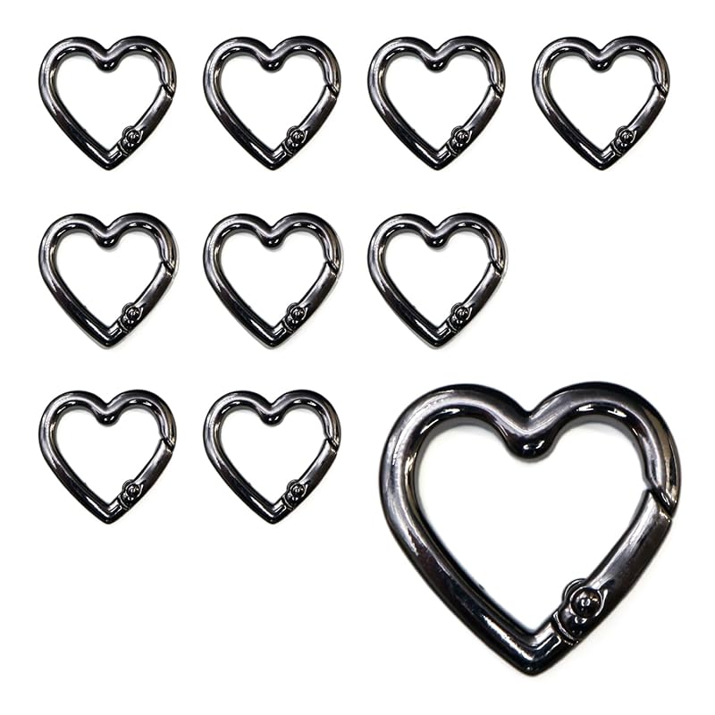 

heart carabiner [black] black 10 pieces small Fashionable key ring key key ring strap Twinkle Punpun Maru NSKR-056