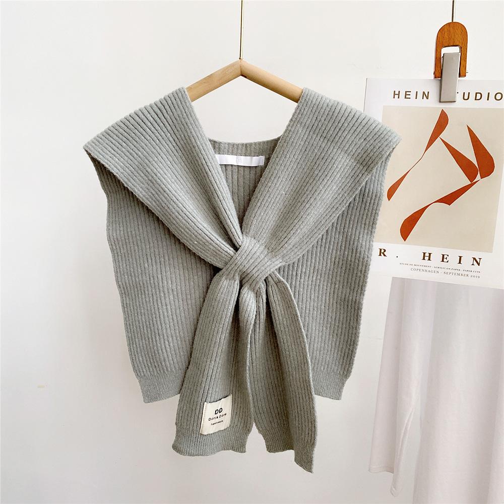 Solid Color Cross Shawl Women's Spring Autumn Shoulder Knit Wool Decorative Scarf