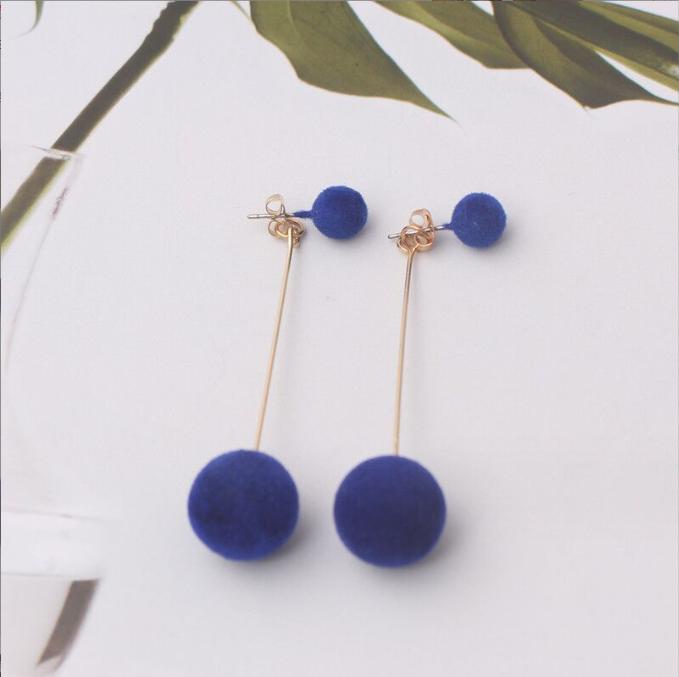 

Серьги, 1 пара, женские, темпераментные, с шариками, двусторонние длинные серьги-капли синий