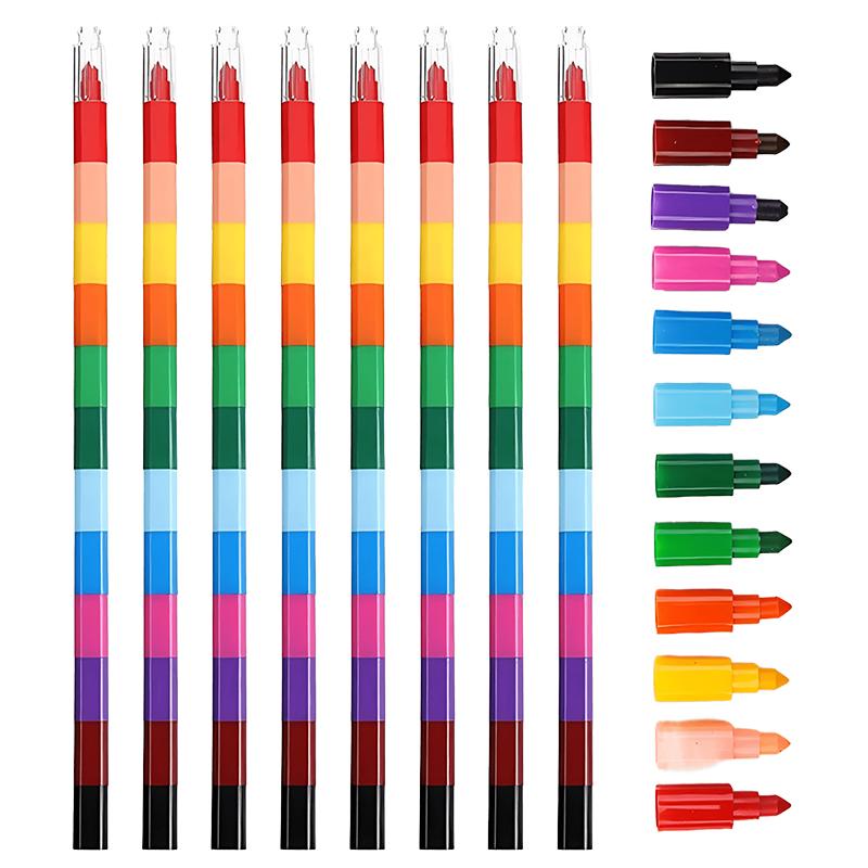 12/24/36 STÜCKE Stapelbare Wachsmalstifte 12-Farben Regenbogen Baustein Malstifte Schule Kunstunterricht Belohnungen Geburtstagsfeier Souvenir ZYF