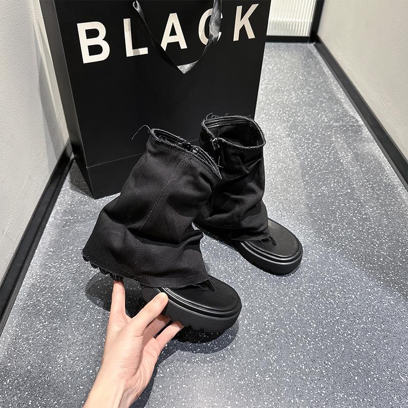 2025 New Summer Women's Sexy Short Boots Street Style Big Toe Trouser Cowboy Booties Motocycle Womens Sandalies De Mujer