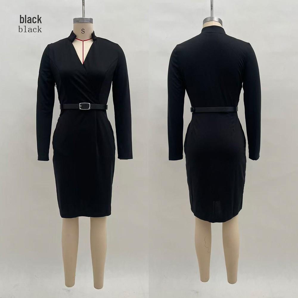 2025 Autumn Waist-Cinching French Style Long-Sleeve Dress S