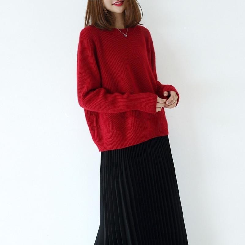 Autumn and Winter Women's Round Neck Sweater Loose Knitted Base Sweater Women's Pullover Sweater