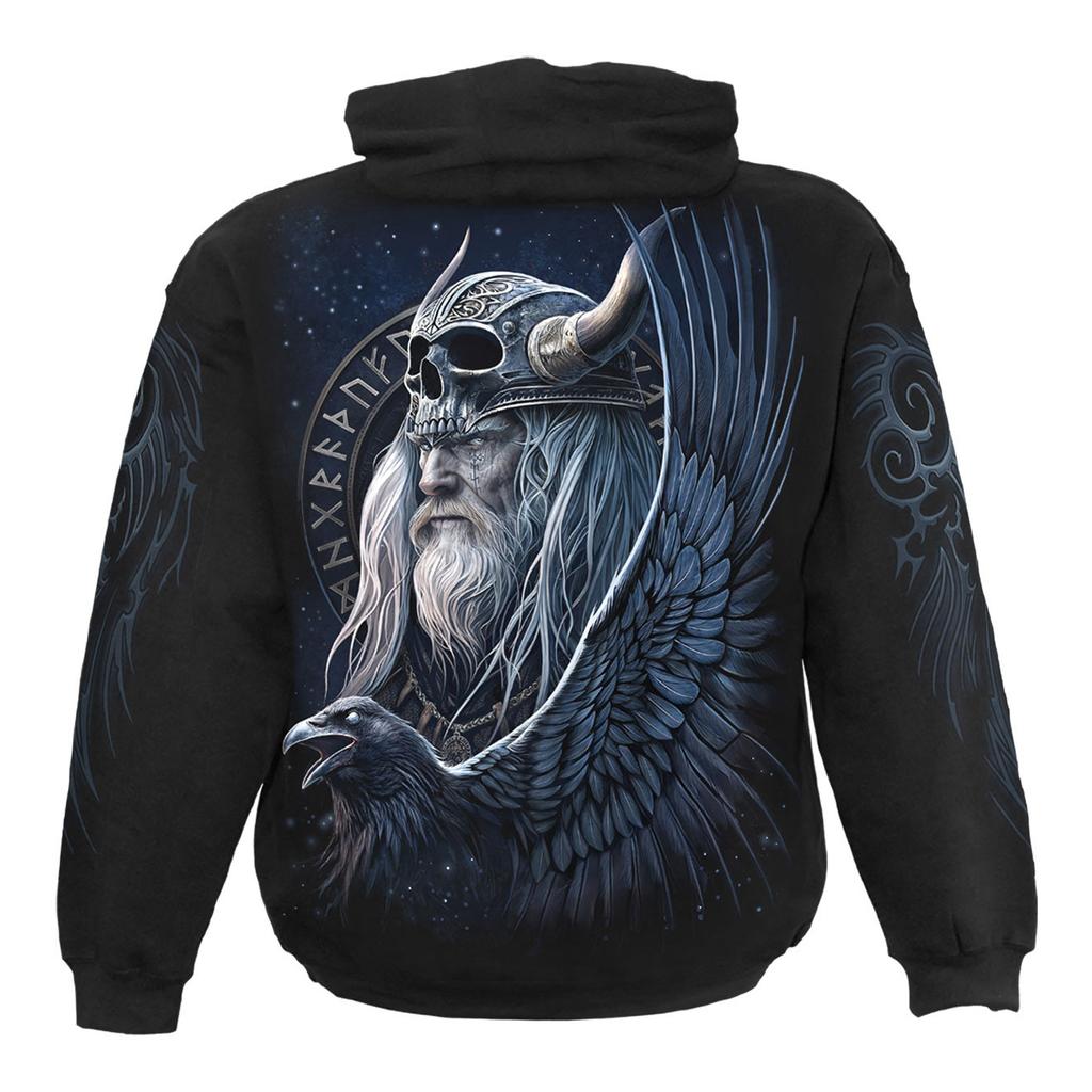 Spiral Direct Unisex Adult Odin´s Warrior Back & Sleeve Print Pull Over Hoodie
