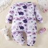 Baby Girl Floral Print Romper Long Sleeve Casual Jumpsuit