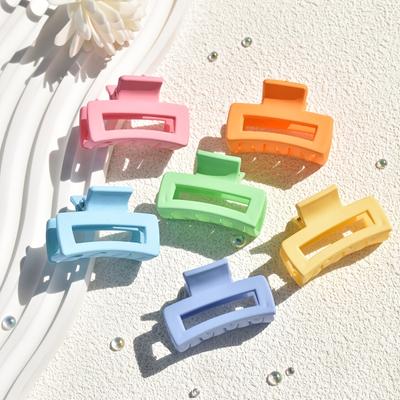 6-teilige Macaron rechteckige kleine Krallenklemme mattiertes Kunststoff Kleine Krallenklemme Pony Gebrochene Haarspange Niedlicher Macaron Süße Kralle