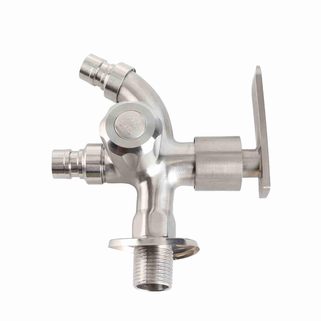 Kran Wodny Gwint Męski G1/2 Podwójne Wyjście Stal Nierdzewna Bateria Wodna do Ogrodów Pralek