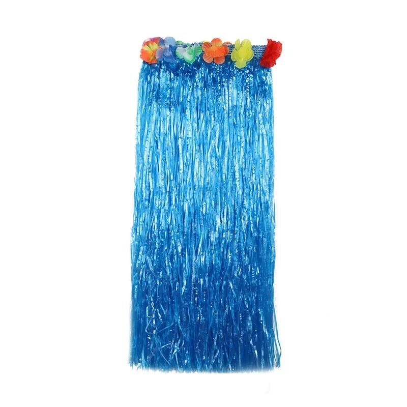 Girls Hawaiian Grass Hula Skirt Costume Set Vibrant Color Performance Dress with Flower Decor for Birthday Party Decor