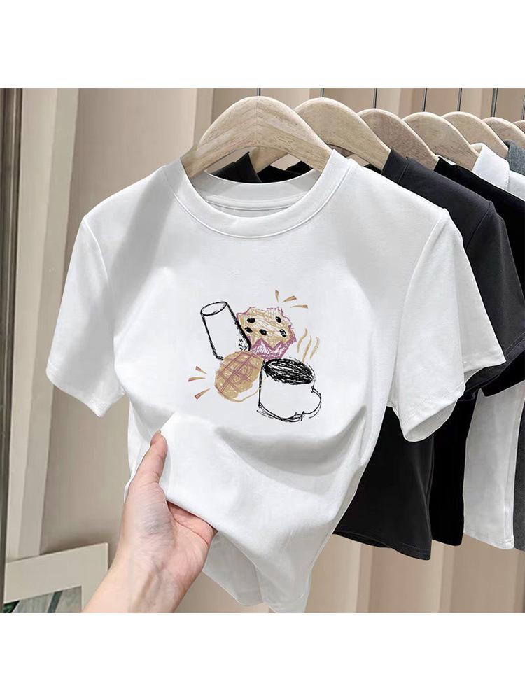 Women's Thickened Pure Cotton Brushed Short Sleeve T-shirt - Stylish Base Layer for Spring, Autumn, and Winter