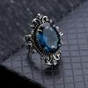 1Pc Fashionable Exaggerated Blue Synthetic Zircon Mirror Ring Retro Lace Ring