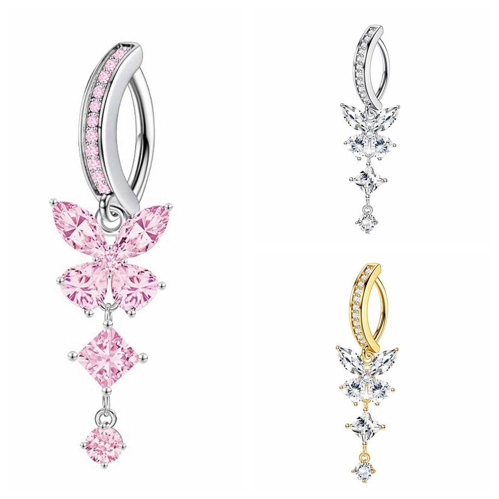 Sexy Gem Navel Piercing Butterfly Shiny Body Jewelry Cute Zircon Belly Button Rings  Gift