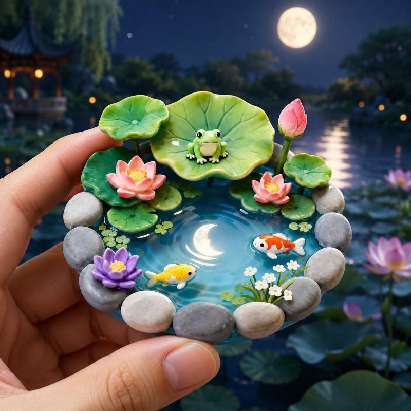 Lotus Pond Frog Creative Resin 3D Fridge Magnet Decor Gift For Friends Kitchen Home Refrigerator