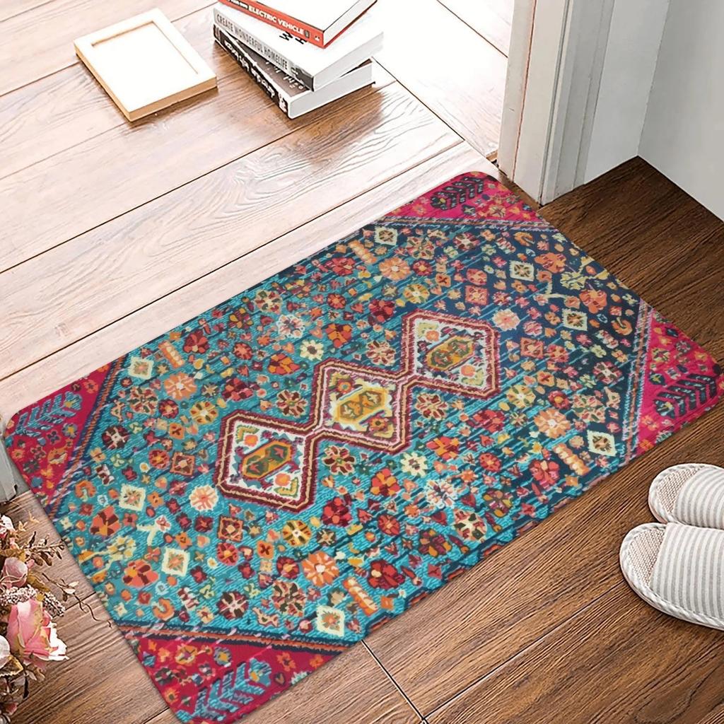 Retro Moroccan Style Carpet Front Door Floor Entrance Non Slip Floor Mat Ethnic Art Kitchen Bathroom Door Mat Bathroom Carpet