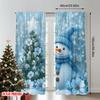 2pcs 2D flat printing Merry Christmas Curtain Cute Snowman Christmas Tree_f (2) Polyester Without Electricity Festive Holiday