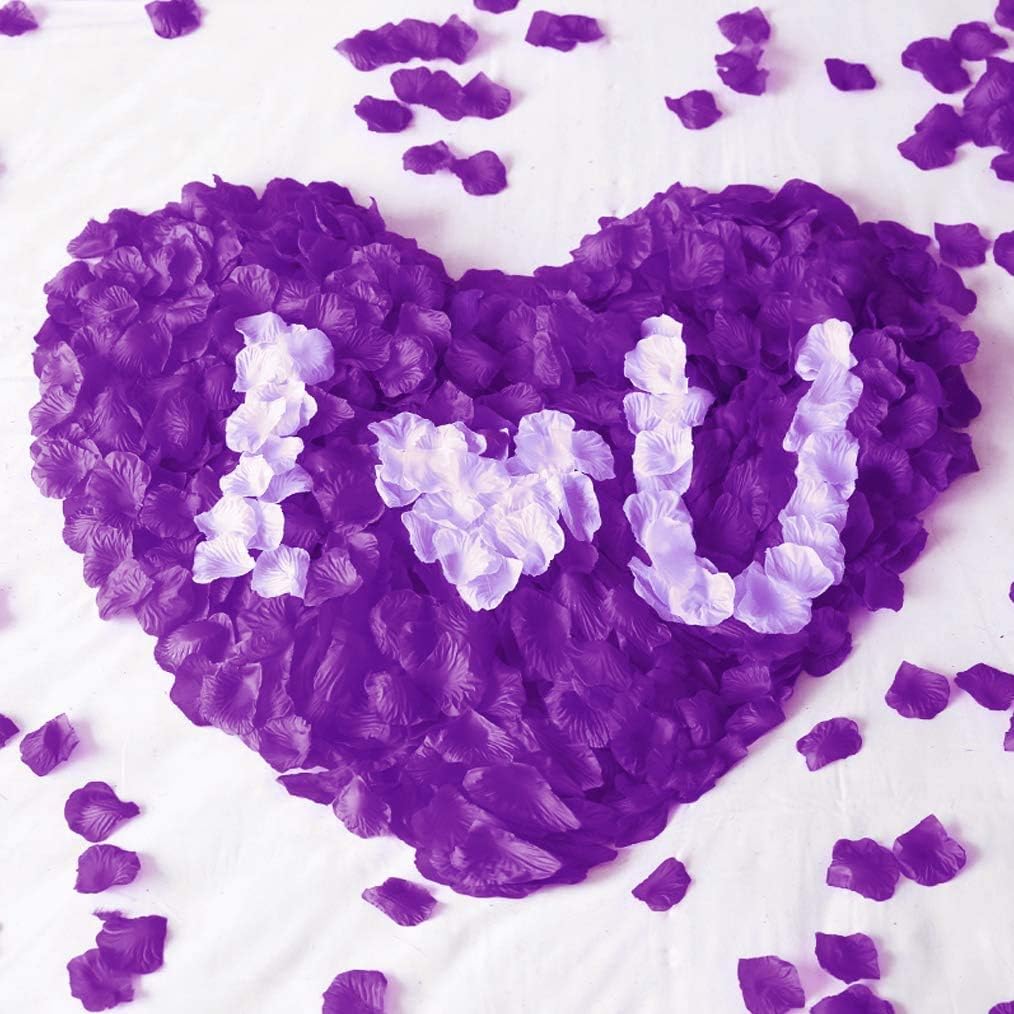 Joinwin 1200 PCS Purple Lavender White Mixed Artificial Silk Rose Petals for Wedding Party Favors Decoration and Vase Home Decor Wedding Bridal