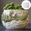 Running Stallion Relief Succulent Plant Flowerpot Resin Silicone Mold Grassland Warhorse Storage Box Mould Horse Gypsum Molds