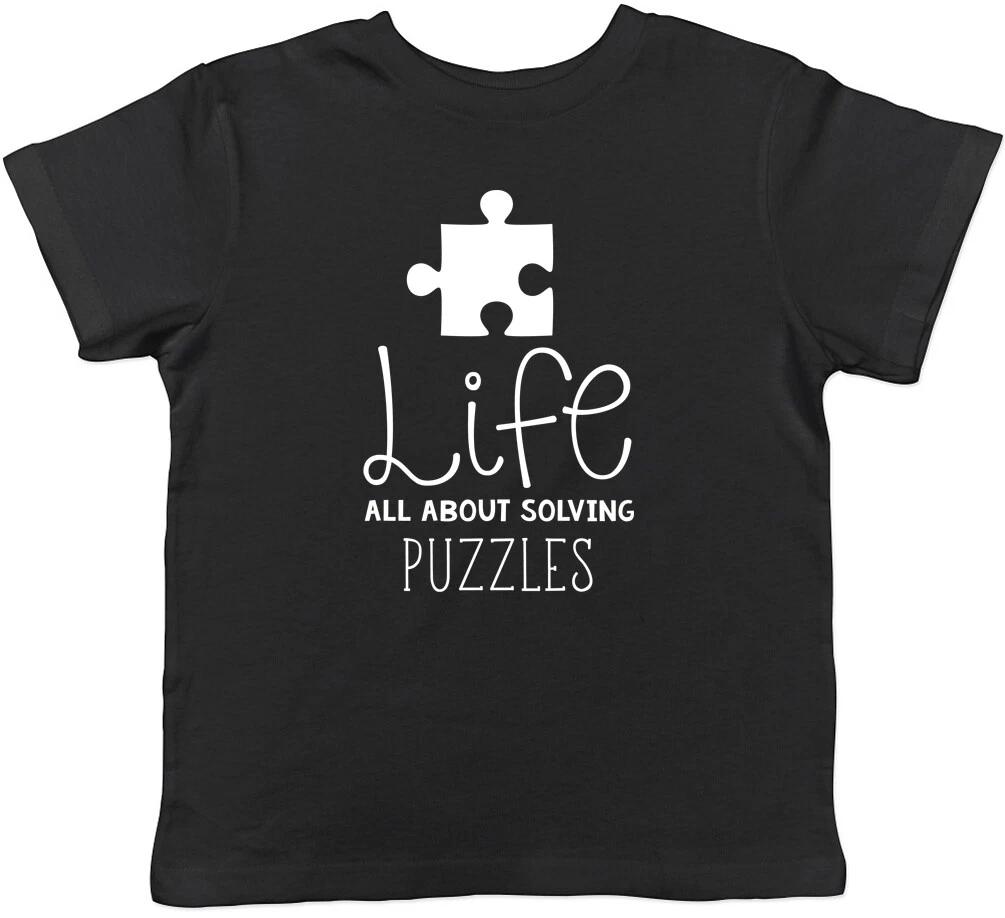 Life All About Solving Puzzles Childrens Kids Boys Girls Jigsaw Puzzle T-Shirt 140