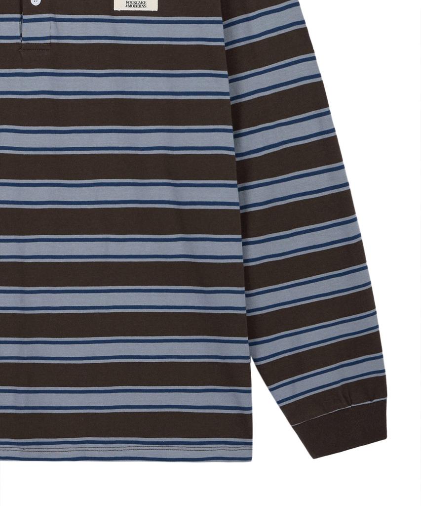 ROCKCAKE Striped Polo T-Shirt - Brown