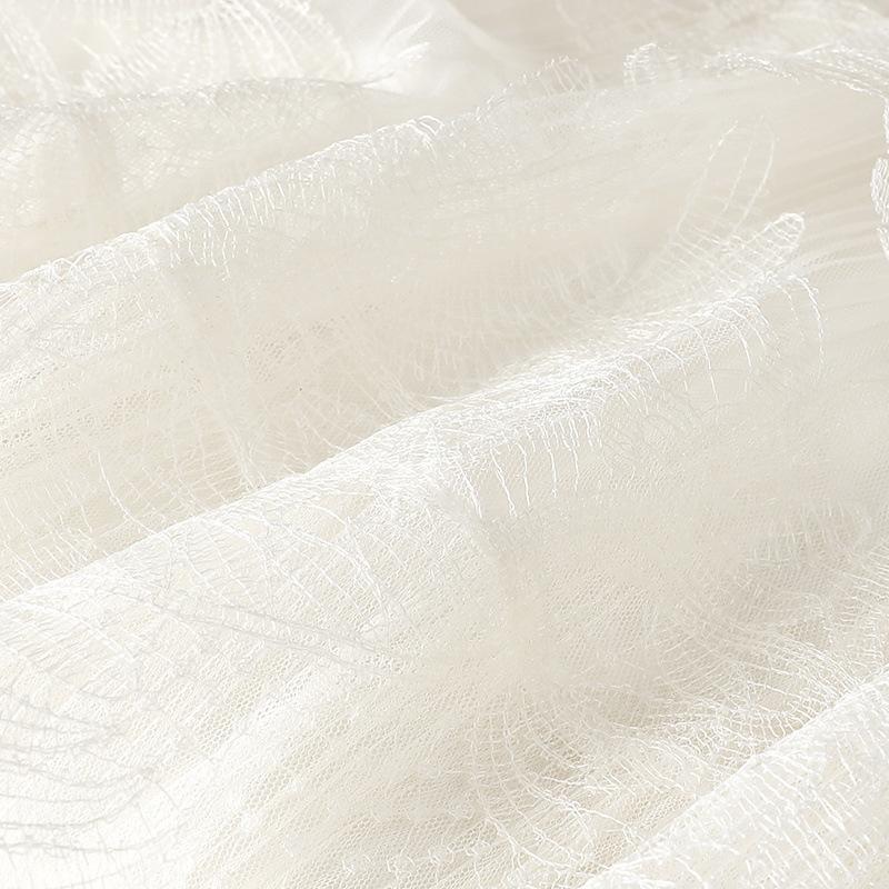 Korean Sweet Summer Solid Color Women's Clothing Elastic Waist Gauze Lacefashion Versatile High Waist Mid Length A-line Skirts