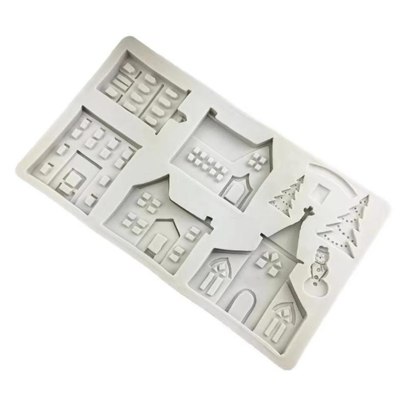 Haus Silikonform Weihnachts Kuchen Spitzen Dekorationswerkzeuge Schneemann Schloss Villa Form