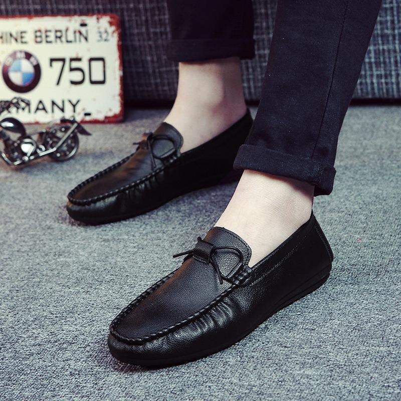 Doudou shoes men's lazy leather shoes overfitting men's shoes soft-soled breathable driving trendy shoes