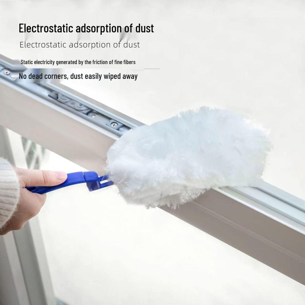 Retractable Long Handle Electrostatic Feather Duster - No-Wash, Disposable Dusting Tool for Easy Cleaning