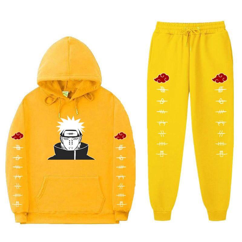 Pánská mikina s kapucí a fleecovou podšívkou Naruto Akatsuki Pain Tendo, ležérní sada oblečení s dlouhým rukávem