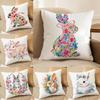 Cute Easter Bunny Cushion Cover Short Plush Doublesided Print Square Throw Pillow Covers Sofa Home Cushion Decor