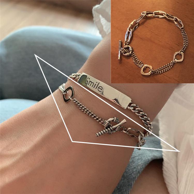 925 Silver Three-Layer Chain Circle Bracelet For Women Simple Exquisite Gift Wedding Accessories