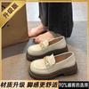 thick-soled white women's spring and autumn one-pedal women's shoes college small leather shoes