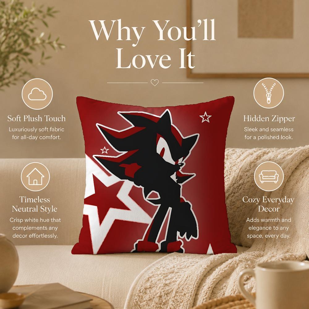 Character S-Shadow The HedgehogS Cushion Cover Double-Sided Printed Pillow Cover Hypoallergenic Dust-Mite Proof