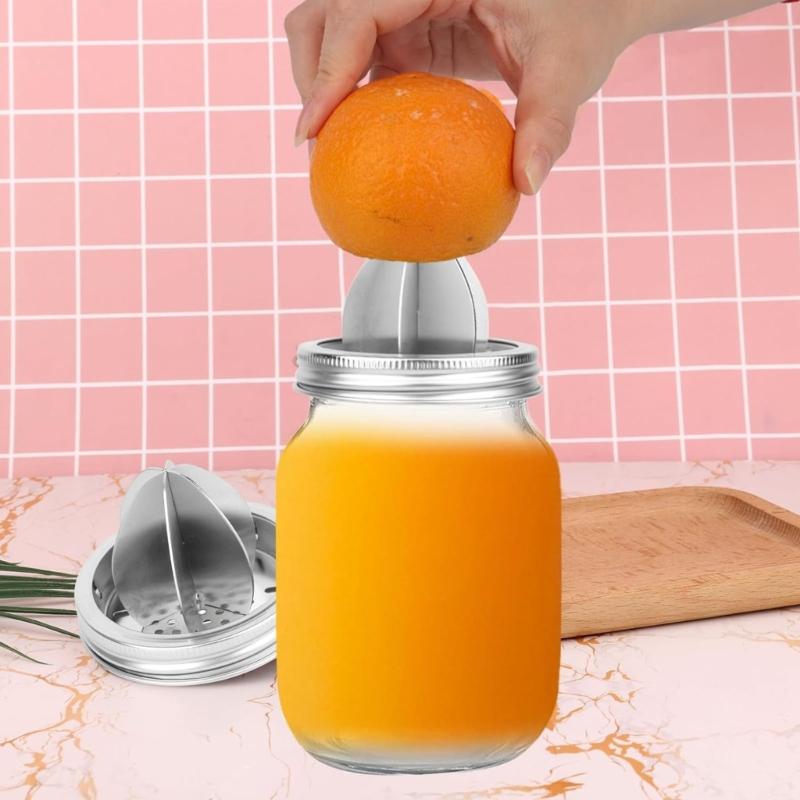 Mason Jar Stainless Steel Juicer Lid Wide Mouth Mason Jar Juicer Lid Stainless Steel Manual Citrus Lemon Juicer Lid Home