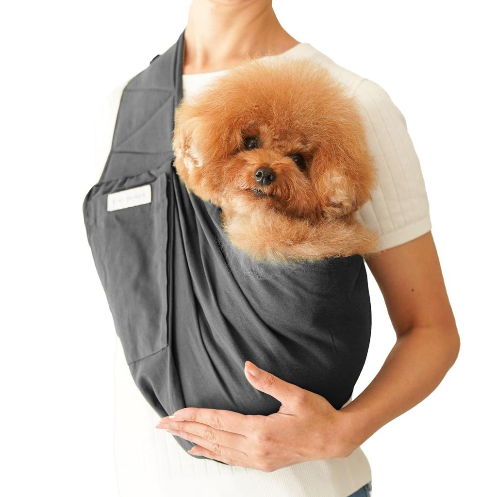 Veterinarian-Approved Inu no Kurashi Pet Sling, Dog Carrier, with Pocket, Holds up to 10kg (Charcoal, Large)