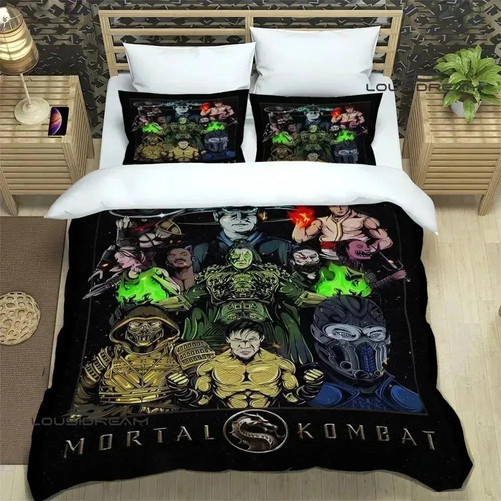 

Мультяшні постільні комплекти Mortal Kombat Вишуканий набір приладдя Підковдра Комплект ковдри для ліжка Постільна білизна Розкішний подарунок на день народження EU Single 135x200cm