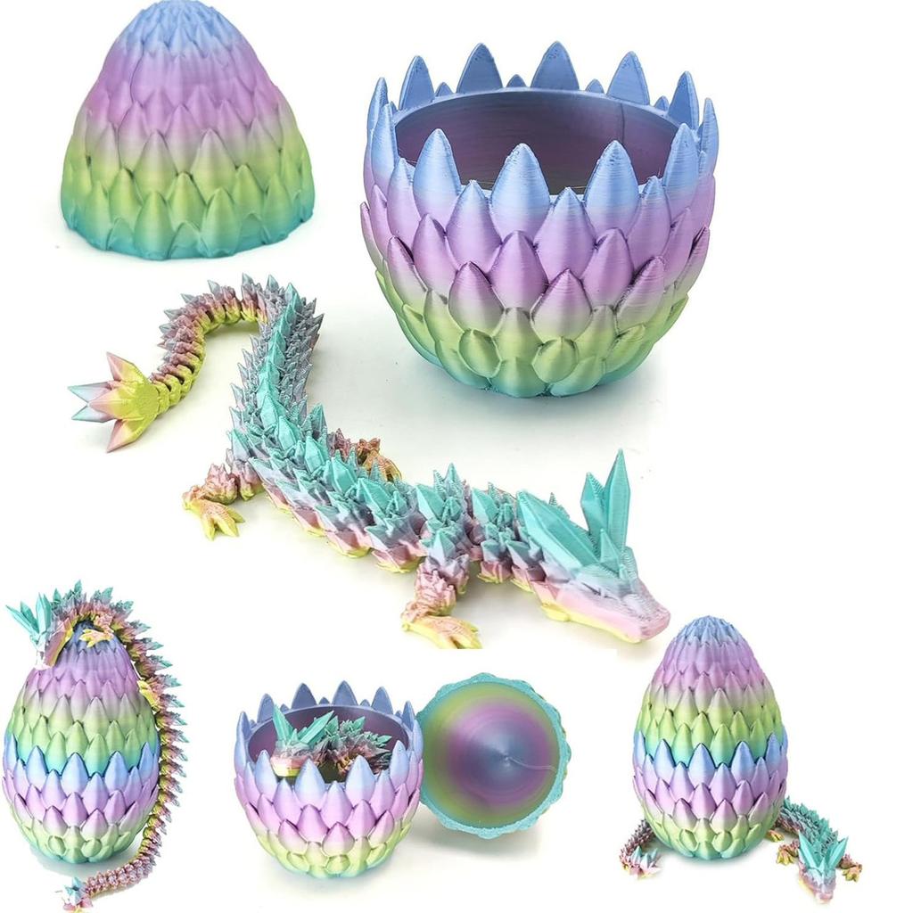 Egg and Figurine Set Handcrafted Collectible with Unique Color Shifting Scales