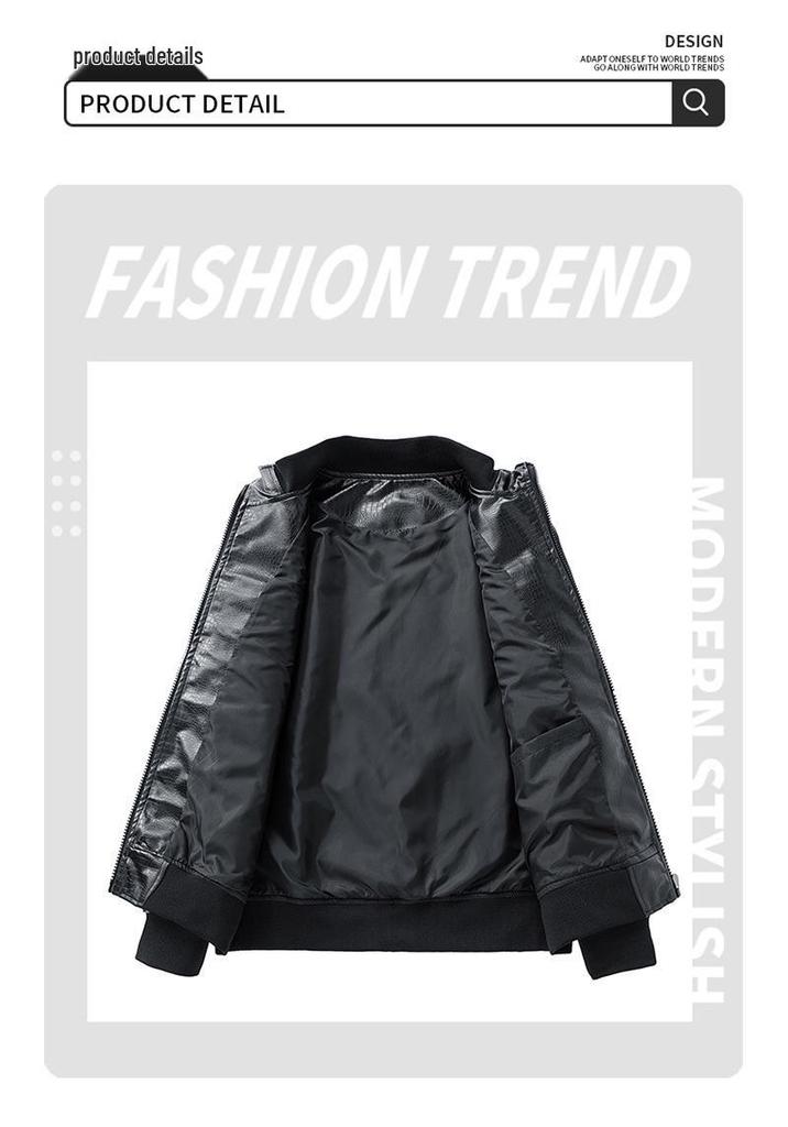 New PU Leather Stand Collar Motorcycle Cardigan Jacket - Spring, Autumn, Winter