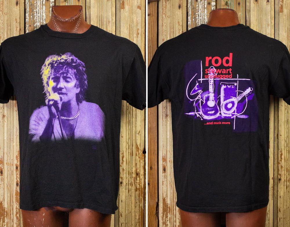 Vintage Rod Stewart Unplugged Concert T Shirt 1993 Black XXXL