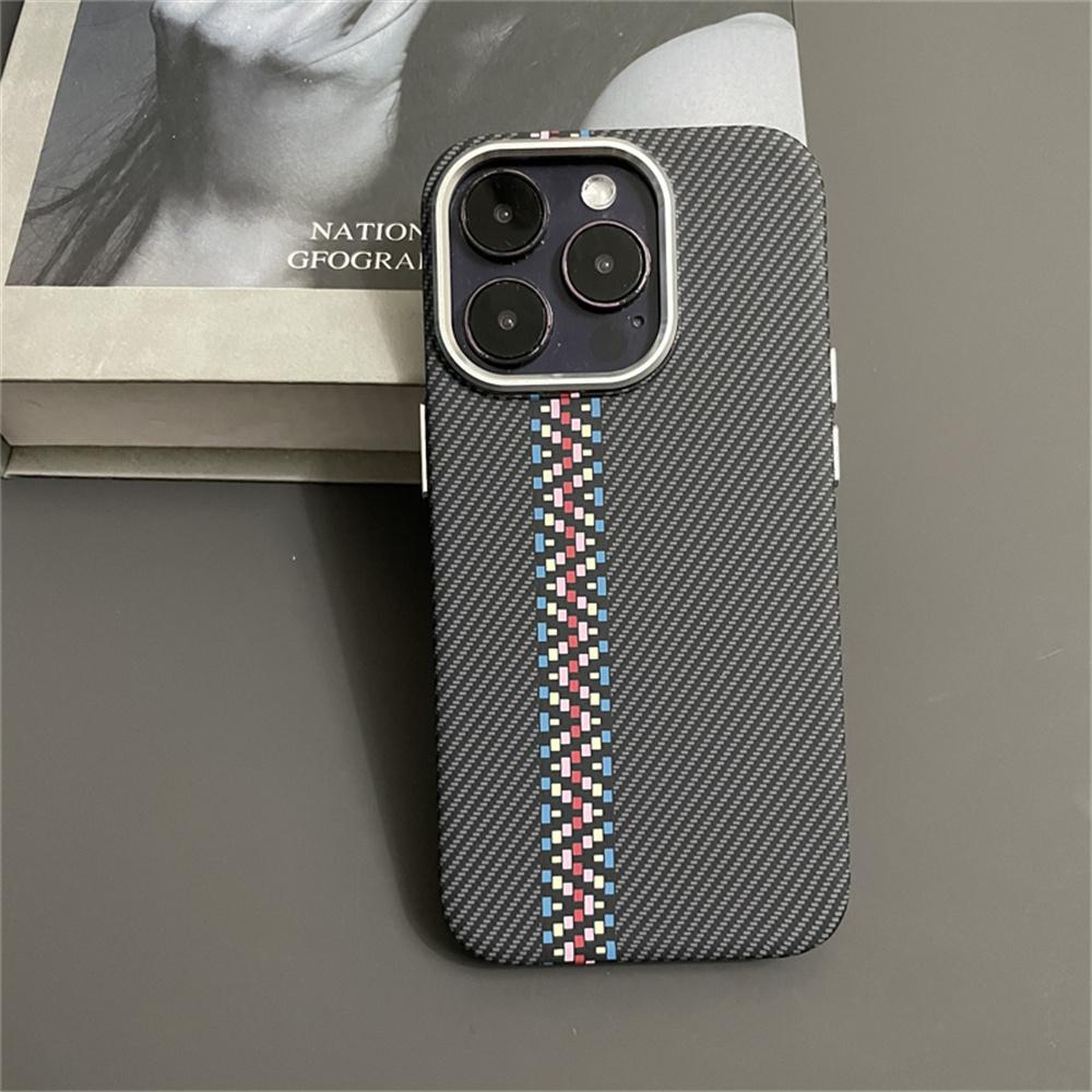 Luxury Magnetic Carbon Fiber Kevlar Pattern for Magsafe Case for iPhone 15 14 Plus 13 12 11 Pro Max Camera Protection PC Cover