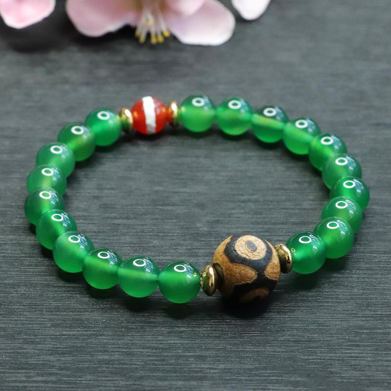 2026 Brazil Green Chalcedony Bracelet Dzi Agate Ornament Factory Live Delivery S1122617