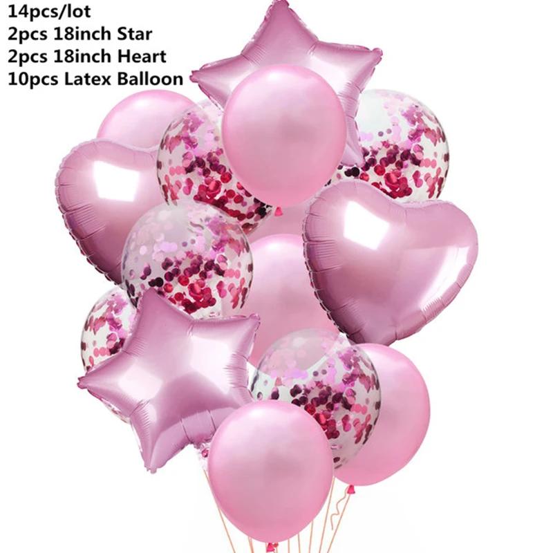

Rose Gold Confetti Star Heart Latex Balloons Birthday Party Decorations Wedding Anniversary Supplies Balloon Arch Kit Set рожевий