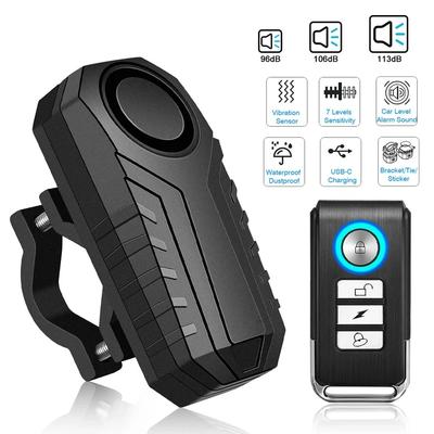 Alarm Rowerowy 113dB Antykradzieżowy Bezprzewodowy Wibracyjny Pilot Zdalnego Sterowania Alarmy Rowerowe Motocyklowe Ochrona Bezpieczeństwa Domu na Zewnątrz