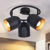 Spot De Plafond NETTLIFE Spot De Plafond 3 Ampoules Vintage E14 Noir Métal