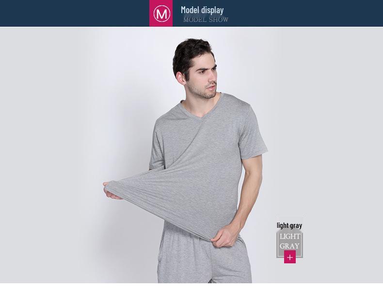 Men's Bamboo Fiber Pajama Set - Short Sleeve & Shorts for Summer