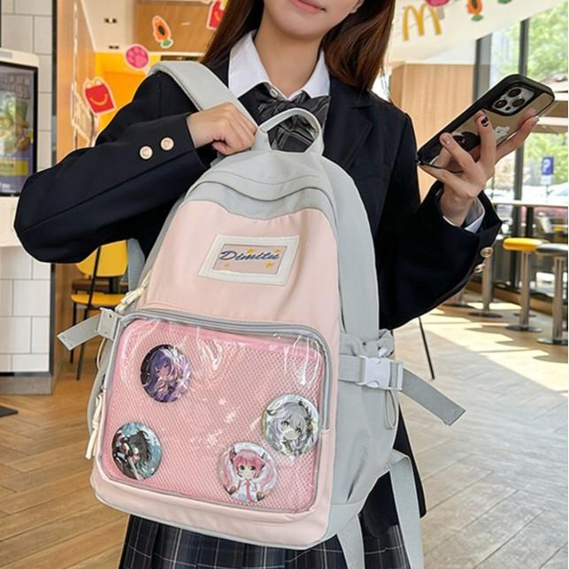 Junior High School Students' Schoolbags Are Cute Transparent and Painful. Large Capacity Leisure Students' Backpacks Are Backpacks.